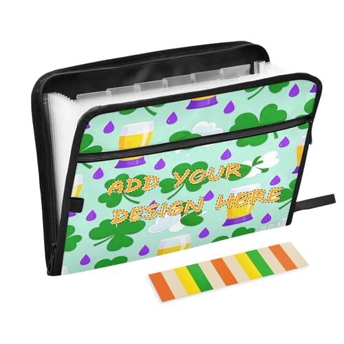 Individueller Ordner mit Verschluss, 13 Taschen, A4, Briefformat, anpassbar, erweiterbarer Aktenordner mit Reißverschluss, für Schule, Zuhause, Büro, Klassenzimmer, St. Patrick's Day, Kleeblattgrün Individueller Ordner mit Verschluss, 13 Taschen, A4, Briefformat, anpassbar, erweiterbarer Aktenordner mit Reißverschluss, für Schule, Zuhause, Büro, Klassenzimmer, St. Patrick's Day, Kleeblattgrün von miaozhen