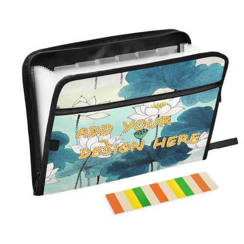 Individueller Ordner mit mehreren Fächern, 13 Taschen, A4, Briefgröße, personalisierbar, erweiterbar, mit Reißverschluss, für Papiere, chinesische Tinte, Malerei, Blume, Carpeta de Individueller Ordner mit mehreren Fächern, 13 Taschen, A4, Briefgröße, personalisierbar, erweiterbar, mit Reißverschluss, für Papiere, chinesische Tinte, Malerei, Blume, Carpeta de von miaozhen
