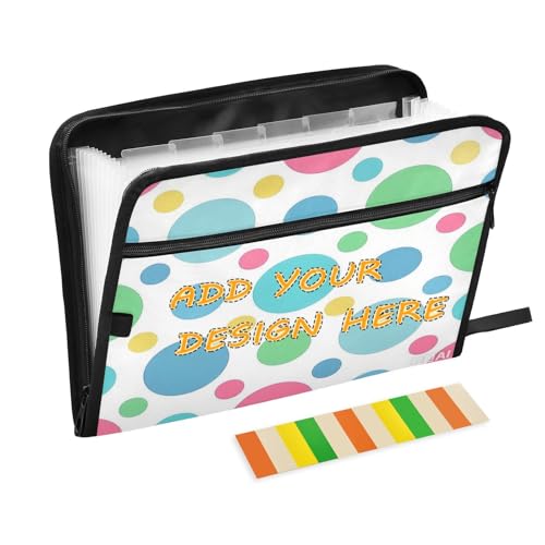 Individueller Papier-Organizer, Ordner, 13 Taschen, A4, Briefgröße, individueller Aktenordner mit Reißverschluss, für Büro, Schule, trendig, gepunktet, pfirsichblau Individueller Papier-Organizer, Ordner, 13 Taschen, A4, Briefgröße, individueller Aktenordner mit Reißverschluss, für Büro, Schule, trendig, gepunktet, pfirsichblau von miaozhen