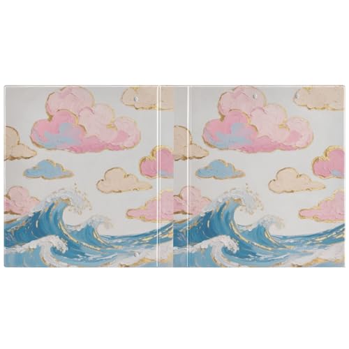 Japanische Notizbuchordner mit glücksverheißenden Wolken und Wellen, 3,8 cm, 3 Ringbücher mit Innentaschen, 1 Packung, Büroordner, 200 Blatt von miaozhen