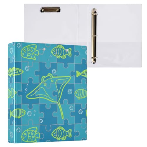 Jigsaw Texture Fish Green Notizbuch, 3,8 cm, 3 Ringbücher mit Taschen, 2 Stück, ästhetischer Ordner, 200 Blatt Jigsaw Texture Fish Green Notizbuch, 3,8 cm, 3 Ringbücher mit Taschen, 2 Stück, ästhetischer Ordner, 200 Blatt von miaozhen