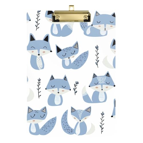 Jon Klassen Stil Fuchs Himmelblau Lavendel Weiß Sanitäter Klemmbrett Standardloch für das erste Jahr Lehrer Must Haves Größe 9 x 12,5 Tabla para escribir von miaozhen