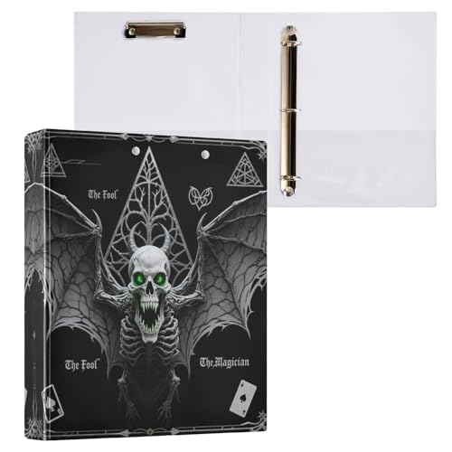 Karten-Stil, böses Skelett, Tarot-Ordner, D-Ringe, Notizbuch, Ordner mit Klemmbrett, 2 Stück, Büro-Binderbedarf, 200 Blatt Karten-Stil, böses Skelett, Tarot-Ordner, D-Ringe, Notizbuch, Ordner mit Klemmbrett, 2 Stück, Büro-Binderbedarf, 200 Blatt von miaozhen