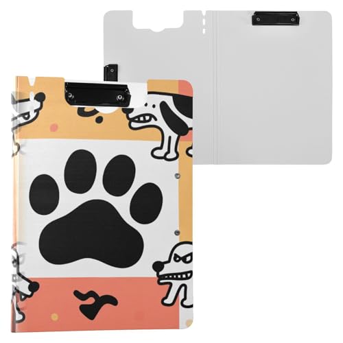 Klappbares Klemmbrett "Angry Dog", schwarz karierte Pfote, A4-Klemmbrett mit Padfolio, zwei Metall-Clips, Stifthalter, Still-Clipboard mit festem Einband von miaozhen