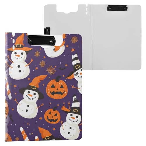 Klappbares Klemmbrett Gruselige Jahreszeit Schneemann Halloween A4 Klemmbrett Clipfolio Horizontal und Vertikal Doppelclips Schule Klemmbrett mit Hardcover von miaozhen