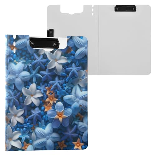 Klappbares Klemmbrett Stern Blume Saphirblau Moderne Dekoration A4 Klemmbrett Clipfolio Doppelte Metallclips Stifthalter Still-Clipboard mit festem Einband von miaozhen