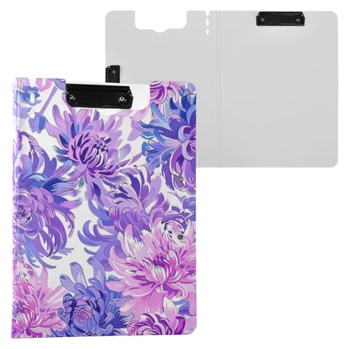 Klemmbrett Blüte Blume Chrysantheme Abenteuer Lavendel A4 Klemmbrett Folio Zwei Metallclips Stifthalter Büro Klemmbrett mit Abdeckung von miaozhen