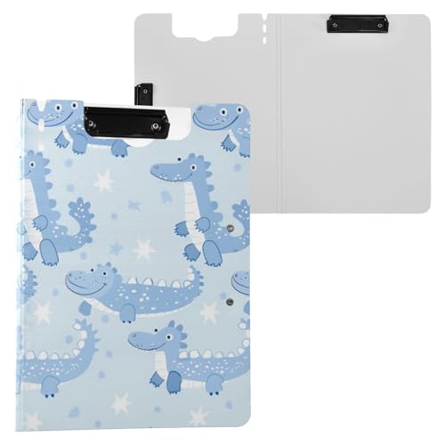 Klemmbrett Faltbares Babyblau Verspieltes Alligator A4 Klemmbrett Binder Horizontal und Vertikal Doppelclips Still-Clipboard mit Abdeckung von miaozhen