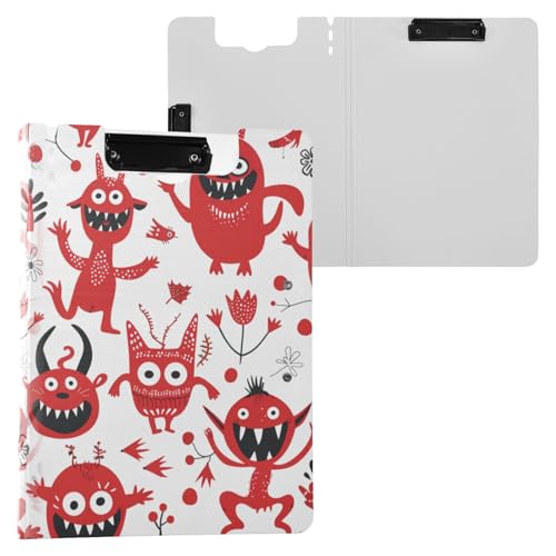Klemmbrett Rot Verspieltes Monster A4 Klemmbrett mit Binder Doppelclips Stifthalter Still-Klemmbrett mit Abdeckung von miaozhen