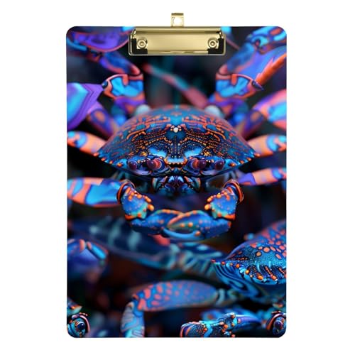 Klemmbrett für Mädchen, Hufeisen-Krabbe, helles Neon, Stahl, hellblau, für Schule, Acryl, niedlich, für Volleyball, Baseball, Trainer, Größe 22,9 x 32,5 cm, Tabla para escribir Klemmbrett für Mädchen, Hufeisen-Krabbe, helles Neon, Stahl, hellblau, für Schule, Acryl, niedlich, für Volleyball, Baseball, Trainer, Größe 22,9 x 32,5 cm, Tabla para escribir von miaozhen