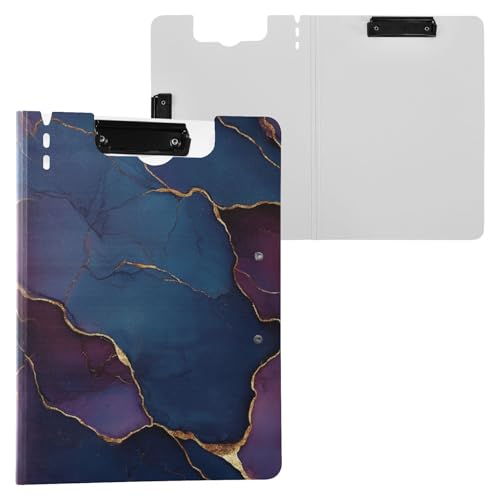 Klemmbrett mit Aufbewahrung, Marmor, Burgunderrot, Marineblau, A4, Clipfolio, zwei Metallklammern, Stifthalter, Büro-Klemmbrett mit Abdeckung von miaozhen