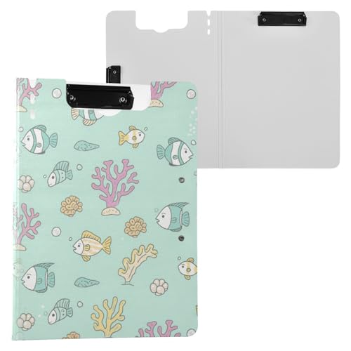 Klemmbrett mit Aufbewahrung unter Wasser Korallenfisch A4 Klemmbrett Folio Binder Zwei Metallclips Stifthalter Büro Klemmbrett mit Hardcover von miaozhen