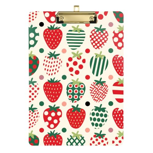 Klemmbrett mit Erdbeeren, Rot und Grün, gepunktet, Acryl, niedlich, für Fußball, Softball, Coaching, Größe 22,9 x 32,5 cm, Tabla para escribir Klemmbrett mit Erdbeeren, Rot und Grün, gepunktet, Acryl, niedlich, für Fußball, Softball, Coaching, Größe 22,9 x 32,5 cm, Tabla para escribir von miaozhen