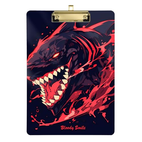 Klemmbrett mit Hai-Motiv, Standardloch für Klassenzimmer, Zubehör für Lehrer, Grundgröße 22,9 x 32,5 cm, Schwarz / Rot Klemmbrett mit Hai-Motiv, Standardloch für Klassenzimmer, Zubehör für Lehrer, Grundgröße 22,9 x 32,5 cm, Schwarz / Rot von miaozhen
