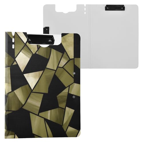Klemmbrett mit Ordner Buntglas Oliv Schwarz Modernes A4 Klemmbrett Folio Horizontal und Vertikal Doppelclips Büro Klemmbrett mit Abdeckung von miaozhen