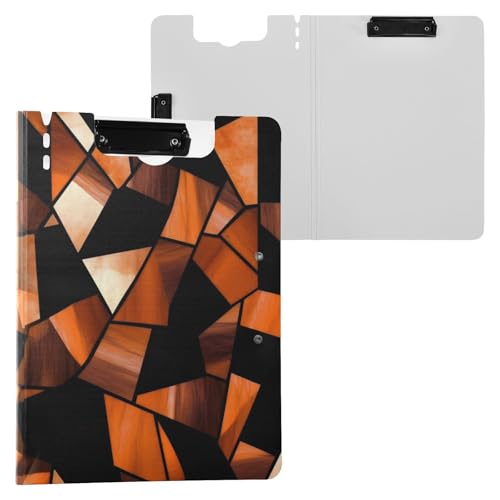 Klemmbrett mit Ordner Buntglas Orange Schwarz Halloween A4 Clipfolio Doppelclips Stifthalter Still-Clipboard mit festem Einband von miaozhen