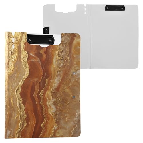 Klemmbrett mit Ordner Gold Marmor Textur A4 Klemmbrett mit Padfolio Zwei Metallclips Stifthalter Büro Klemmbrett mit Abdeckung von miaozhen