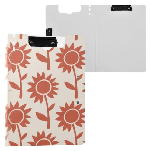 Klemmbrett mit Ordner Herbst Orange Rot Sonnenblume A4 Klemmbrett Binderfolio Doppelte Metallclips Stifthalter Still-Clipboard mit Abdeckung von miaozhen