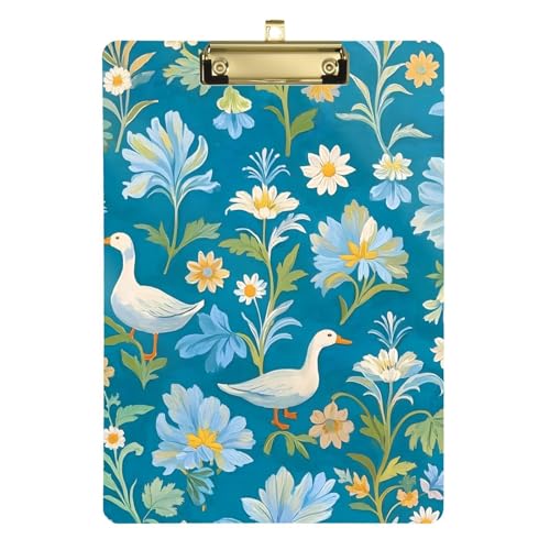 Klemmbrett mit Vintage-Blume, Blaugrün, Gold, transparent, für Klemmbrett, Lehrer, Größe 22,9 x 32,5 cm, Tablas para escribir Klemmbrett mit Vintage-Blume, Blaugrün, Gold, transparent, für Klemmbrett, Lehrer, Größe 22,9 x 32,5 cm, Tablas para escribir von miaozhen