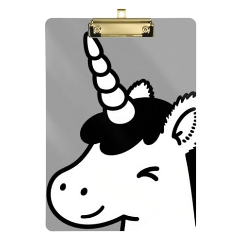 Klemmbrett mit niedlichem Einhorn, wasserdicht, für Krankenschwestern, Heimunternehmer, Größe 22,9 x 32,5 cm, Weiß und Schwarz von miaozhen
