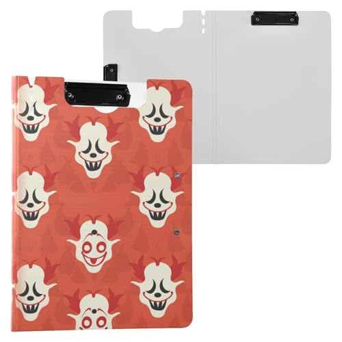 Klemmbrettmappe Boo Clown Rot Weiß Halloween A4 Klemmbrett mit Padfolio Horizontal und Vertikal Doppelclips Still-Clipboard mit Hardcover von miaozhen