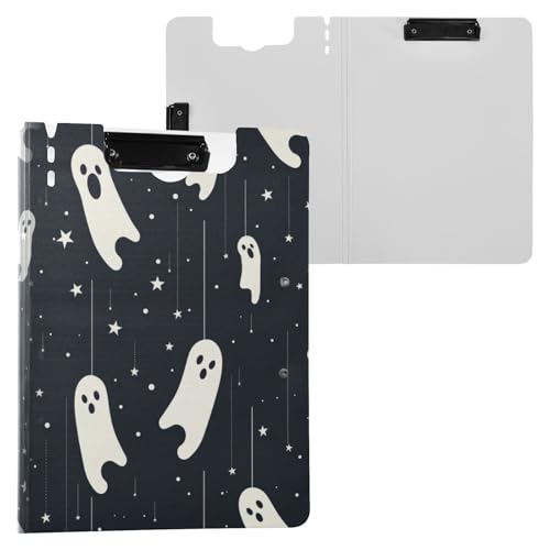 Klemmbrettmappe Schrei hängende Geister Sterne Halloween A4 Klemmbrett mit Padfolio Doppelte Metallclips Stifthalter Still-Clipboard mit festem Einband von miaozhen