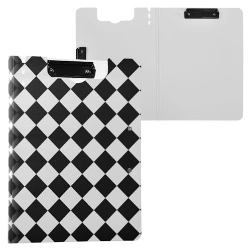 Klemmbrettmappe kariert schwarz weiß A4 Clipfolio horizontal und vertikal Doppelklammern Schule Klemmbrett mit festem Einband von miaozhen