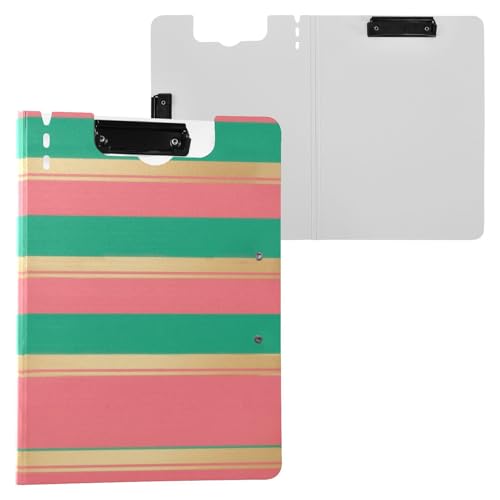 Klemmbrettmappe rosa und grün gestreift A4 Klemmbrett mit Padfolio horizontal und vertikal Doppelclips Büro Klemmbrett mit festem Einband von miaozhen
