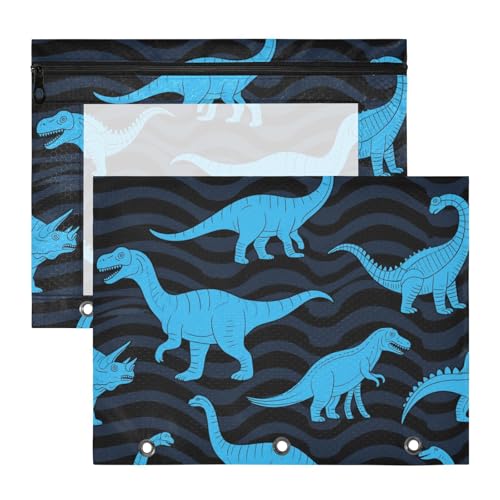 Kosmetiktasche, 3 Löcher, 3 Löcher, Tasche für 3 Ringe, 2 Stück, Lehrer, College, Zubehör, Tier-Dinosaurier, fluoreszierend, blau, schwarz, cartuchera para lapices Kosmetiktasche, 3 Löcher, 3 Löcher, Tasche für 3 Ringe, 2 Stück, Lehrer, College, Zubehör, Tier-Dinosaurier, fluoreszierend, blau, schwarz, cartuchera para lapices von miaozhen