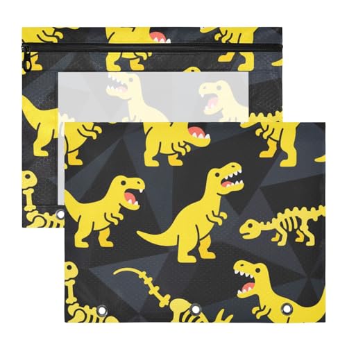 Kosmetiktasche mit transparentem Fenster, 3 Locher, für A4-Papier, Briefe, 2 Stück, Studenten, Büro, Tier, Dinosaurier, fluoreszierend, gelb, estuche para lapices Kosmetiktasche mit transparentem Fenster, 3 Locher, für A4-Papier, Briefe, 2 Stück, Studenten, Büro, Tier, Dinosaurier, fluoreszierend, gelb, estuche para lapices von miaozhen