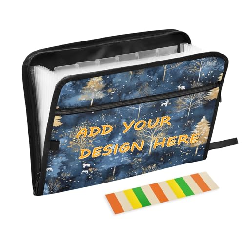 Maßgeschneiderter Ordner mit Taschen, 13 Taschen, A4, Briefform, personalisierbar, mit Reißverschluss, für Büro, Schule, Blau, goldene Bäume, Weihnachten, Expando Maßgeschneiderter Ordner mit Taschen, 13 Taschen, A4, Briefform, personalisierbar, mit Reißverschluss, für Büro, Schule, Blau, goldene Bäume, Weihnachten, Expando von miaozhen
