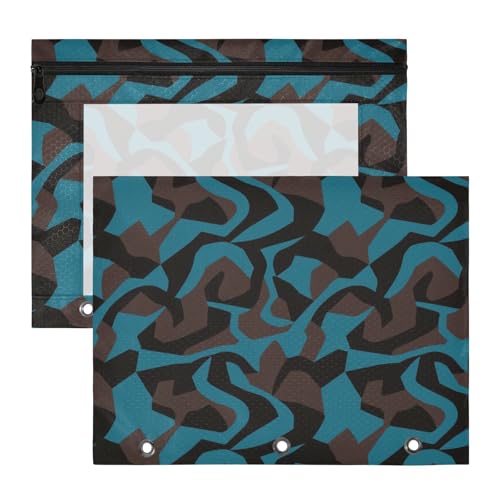 Mehrzweck-Bleistiftetui, 3-fach Locher, für A4-Papier, Briefe, 2 Stück, Lehrer, Büro, Camouflage, Schwarz, Dunkelblau, Bolsa para lapices von miaozhen