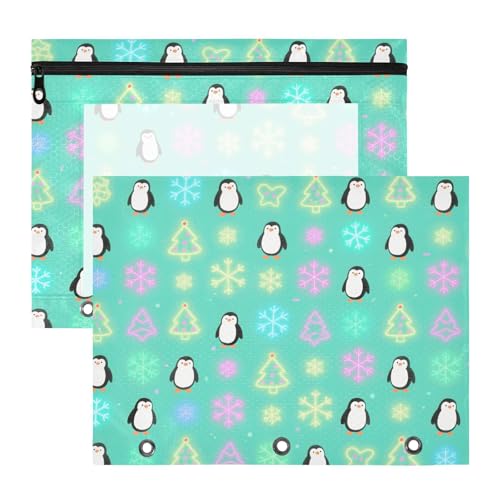Mehrzweckmappe mit 3 Löchern für A4-Papier, Briefe, 2 Stück, Lehrer, Kunstbedarf, Aufbewahrung, Winter, Neon, Schneeflocke, Pinguin, Grün, Estuche para lapices Mehrzweckmappe mit 3 Löchern für A4-Papier, Briefe, 2 Stück, Lehrer, Kunstbedarf, Aufbewahrung, Winter, Neon, Schneeflocke, Pinguin, Grün, Estuche para lapices von miaozhen