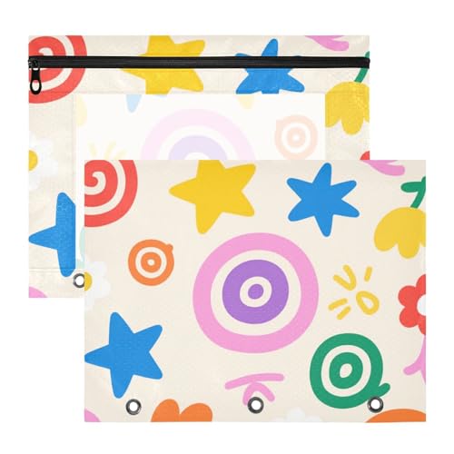 Mehrzweckmappe mit 3 Löchern für A4-Papier, Briefe, 2 Stück, Lehrer, Kunstbedarf, Aufbewahrung, niedlich, bunte Sterne, Kreise, Kinder, Illustration, estuche para lapices Mehrzweckmappe mit 3 Löchern für A4-Papier, Briefe, 2 Stück, Lehrer, Kunstbedarf, Aufbewahrung, niedlich, bunte Sterne, Kreise, Kinder, Illustration, estuche para lapices von miaozhen