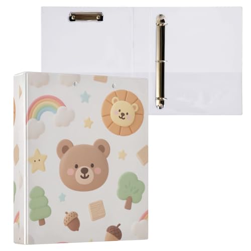 Niedlicher Cartoon-Teddybär, Braun, Regenbogen-Teddybär, 1 und 1/2 Zoll, 3-Ringe, Ordner mit Tascheneinband, 2 Stück, Büro-Binderbedarf, 200 Blatt Niedlicher Cartoon-Teddybär, Braun, Regenbogen-Teddybär, 1 und 1/2 Zoll, 3-Ringe, Ordner mit Tascheneinband, 2 Stück, Büro-Binderbedarf, 200 Blatt von miaozhen