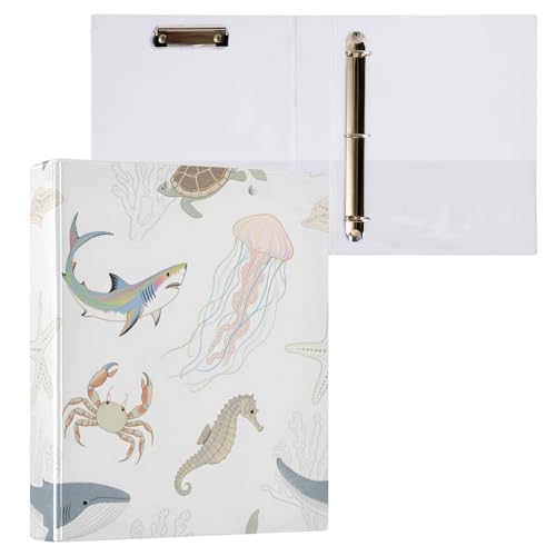 Notizbuch, weiche Farben, Unterwassertiere, Wal, Quallen, 3,5 cm, 3 Ringelordner mit Klemmbrett, 2 Stück, ästhetischer Ordner, 200 Blatt Notizbuch, weiche Farben, Unterwassertiere, Wal, Quallen, 3,5 cm, 3 Ringelordner mit Klemmbrett, 2 Stück, ästhetischer Ordner, 200 Blatt von miaozhen