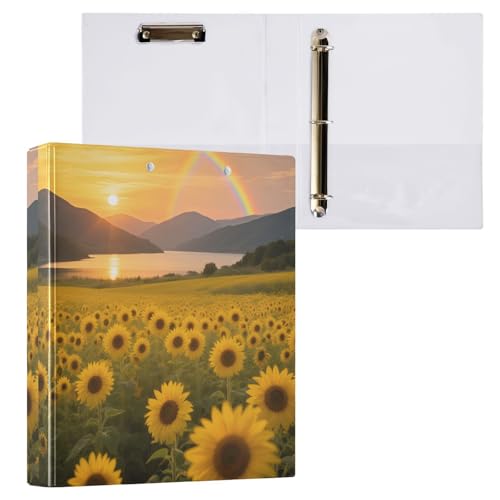 Notizbuch mit 3,8 cm (1,5 Zoll) Sonnenuntergang-Sonnenblumen-Motiv, 3,8 cm, Notizbuch, Ordner mit Klemmbrett, 2 Stück, Bürobedarf, 200 Blatt von miaozhen