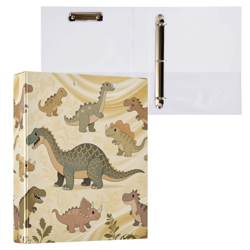 Notizbuch mit Dschungeltier-Dinosaurier-Motiv, Braun, 3 Ringbücher mit Taschen, 2 Stück, Bürobedarf, 200 Blatt Notizbuch mit Dschungeltier-Dinosaurier-Motiv, Braun, 3 Ringbücher mit Taschen, 2 Stück, Bürobedarf, 200 Blatt von miaozhen