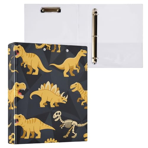 Notizbuch mit Tiermotiven, Dinosaurier-Motiv, Gelb, 3,8 cm, 3 Ringbücher mit Tascheneinband, 2 Stück, Bürobedarf, 200 Blatt von miaozhen