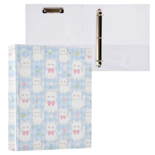 Notizbuch mit niedlichem Cartoon-Motiv, weiße Katzen, Gingham-Muster, 1 und 1/2 Zoll, 3 Ringe, Notizbuch, Ordner mit Klemmbrett, 2 Stück, Büro-Binderbedarf, 200 Blatt Notizbuch mit niedlichem Cartoon-Motiv, weiße Katzen, Gingham-Muster, 1 und 1/2 Zoll, 3 Ringe, Notizbuch, Ordner mit Klemmbrett, 2 Stück, Büro-Binderbedarf, 200 Blatt von miaozhen