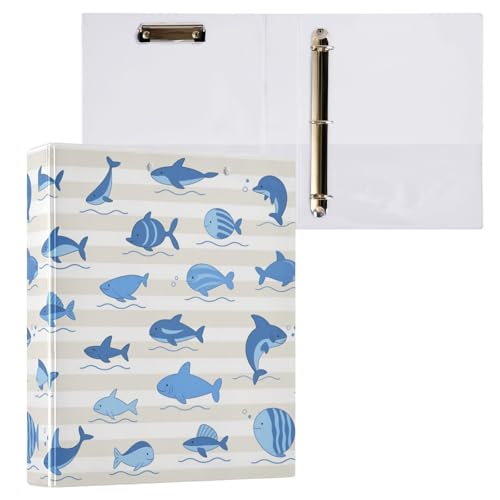 Ocean Animal Fish Shark hellblau gestreifte Notizbuch, 3,8 cm, 3 Ringbücher mit Taschen, 2 Stück, ästhetischer Ordner, 200 Blatt Ocean Animal Fish Shark hellblau gestreifte Notizbuch, 3,8 cm, 3 Ringbücher mit Taschen, 2 Stück, ästhetischer Ordner, 200 Blatt von miaozhen