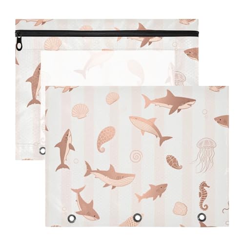Ordner, tragbarer Kunststoff-Aktenordner für A4-Papier, Briefe, 2 Stück, für Schüler, Studenten, Lehrerbedarf, Ozean, Tier, Fisch, Hai, rosa Streifen, Cartuchera para lapices Ordner, tragbarer Kunststoff-Aktenordner für A4-Papier, Briefe, 2 Stück, für Schüler, Studenten, Lehrerbedarf, Ozean, Tier, Fisch, Hai, rosa Streifen, Cartuchera para lapices von miaozhen