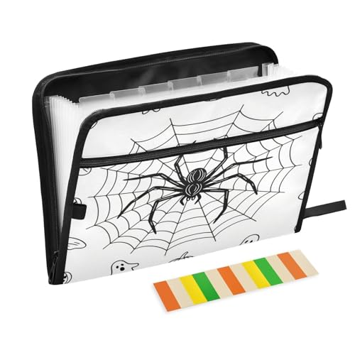 Ordner für Dokumente, 13 Taschen, A4, Briefgröße mit Reißverschluss, für Bürobedarf, Halloween, Spinnennetz, Stern, Schwarz / Weiß Ordner für Dokumente, 13 Taschen, A4, Briefgröße mit Reißverschluss, für Bürobedarf, Halloween, Spinnennetz, Stern, Schwarz / Weiß von miaozhen