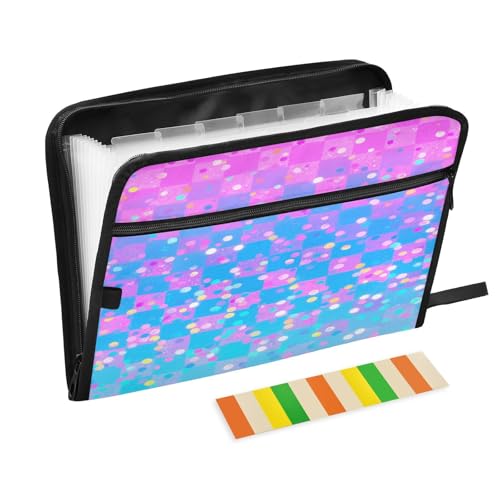 Ordner für Dokumente, 13 Taschen, A4, Briefgröße mit Reißverschluss, für Schule, Zuhause, Büro, Klassenzimmer, Blau und Rosa, künstliches Glitzer, Karomuster, Carpetas de Ordner für Dokumente, 13 Taschen, A4, Briefgröße mit Reißverschluss, für Schule, Zuhause, Büro, Klassenzimmer, Blau und Rosa, künstliches Glitzer, Karomuster, Carpetas de von miaozhen