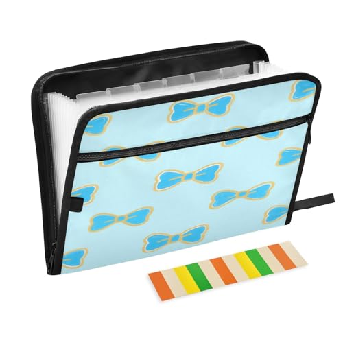 Ordner für die Schule, 13 Taschen, A4, Briefgröße, mit Reißverschluss, für Papiere, Cartoon-Schleife, blaue Teppiche Ordner für die Schule, 13 Taschen, A4, Briefgröße, mit Reißverschluss, für Papiere, Cartoon-Schleife, blaue Teppiche von miaozhen