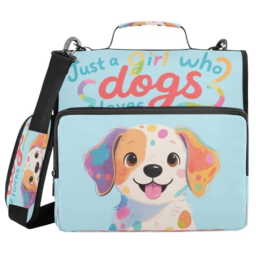 Ordner mit 3 Ringen, 3,8 cm, mit extra Taschen, mit Griff, "Just A Girl Who Loves Dogs", mehrere Taschen, für Schule/Büro, Clip de cremallera resistente Ordner mit 3 Ringen, 3,8 cm, mit extra Taschen, mit Griff, "Just A Girl Who Loves Dogs", mehrere Taschen, für Schule/Büro, Clip de cremallera resistente von miaozhen