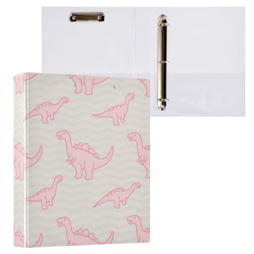 Ordner mit 3 Ringen, Motiv Dinosaurier, rosa fluoreszierend, Gelb, 3,8 cm, Notizbuch mit Klemmbrett, 2 Stück, ästhetischer Ordner, 200 Blatt Ordner mit 3 Ringen, Motiv Dinosaurier, rosa fluoreszierend, Gelb, 3,8 cm, Notizbuch mit Klemmbrett, 2 Stück, ästhetischer Ordner, 200 Blatt von miaozhen
