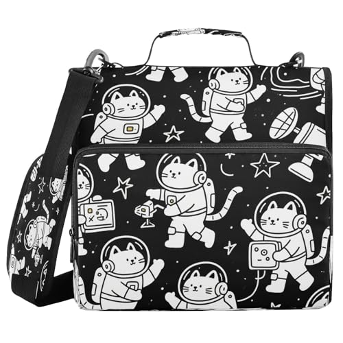 Ordner mit 3 Ringen, mit extra Taschen, mit Griff, schwarze Astronauten-Katze, mehrere Fächer, für Mittelschule, Paquete de gestión de documentos Ordner mit 3 Ringen, mit extra Taschen, mit Griff, schwarze Astronauten-Katze, mehrere Fächer, für Mittelschule, Paquete de gestión de documentos von miaozhen