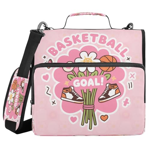 Ordner mit 3 Ringen, mit extra Taschen, mit Griff und abnehmbarem Schultergurt, Basketballtor, rosa Herz, Blumenmuster, mehrere Taschen, für Büro, Schule, Carpeta de cremallera Ordner mit 3 Ringen, mit extra Taschen, mit Griff und abnehmbarem Schultergurt, Basketballtor, rosa Herz, Blumenmuster, mehrere Taschen, für Büro, Schule, Carpeta de cremallera von miaozhen