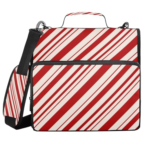 Ordner mit 3 Ringen und extra Taschen, mit Schultergurt und Griff, gestreift, Rot / Weiß, breite Linie, mehrere Taschen, geeignet für Mittelschule, Carpeta del organizador Ordner mit 3 Ringen und extra Taschen, mit Schultergurt und Griff, gestreift, Rot / Weiß, breite Linie, mehrere Taschen, geeignet für Mittelschule, Carpeta del organizador von miaozhen